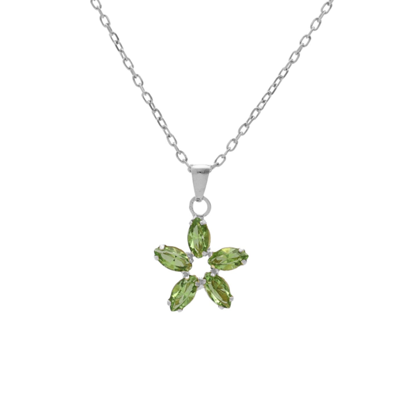 Rhodium Plated Sterling Silver Short necklace flower crystal from Las Estaciones