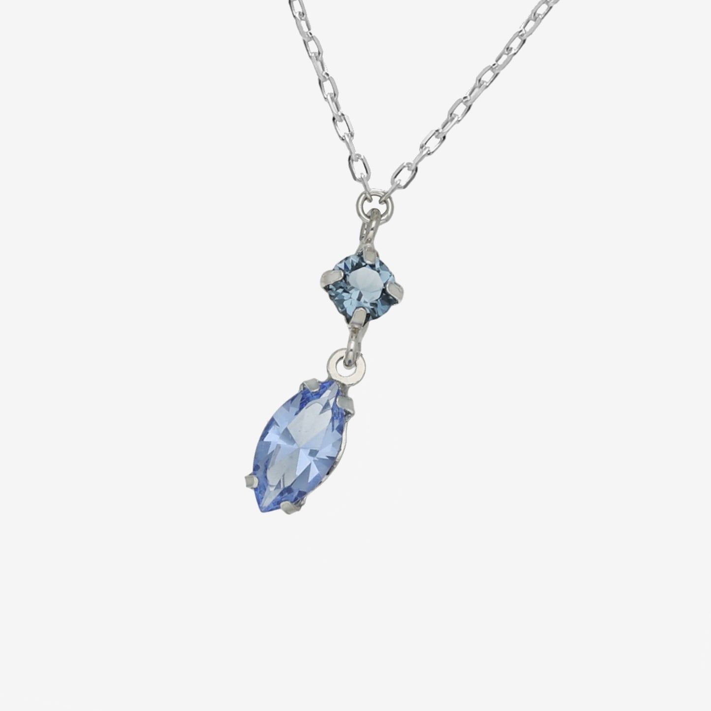 Rhodium Plated Sterling Silver Short necklace blue crystal from Sabina