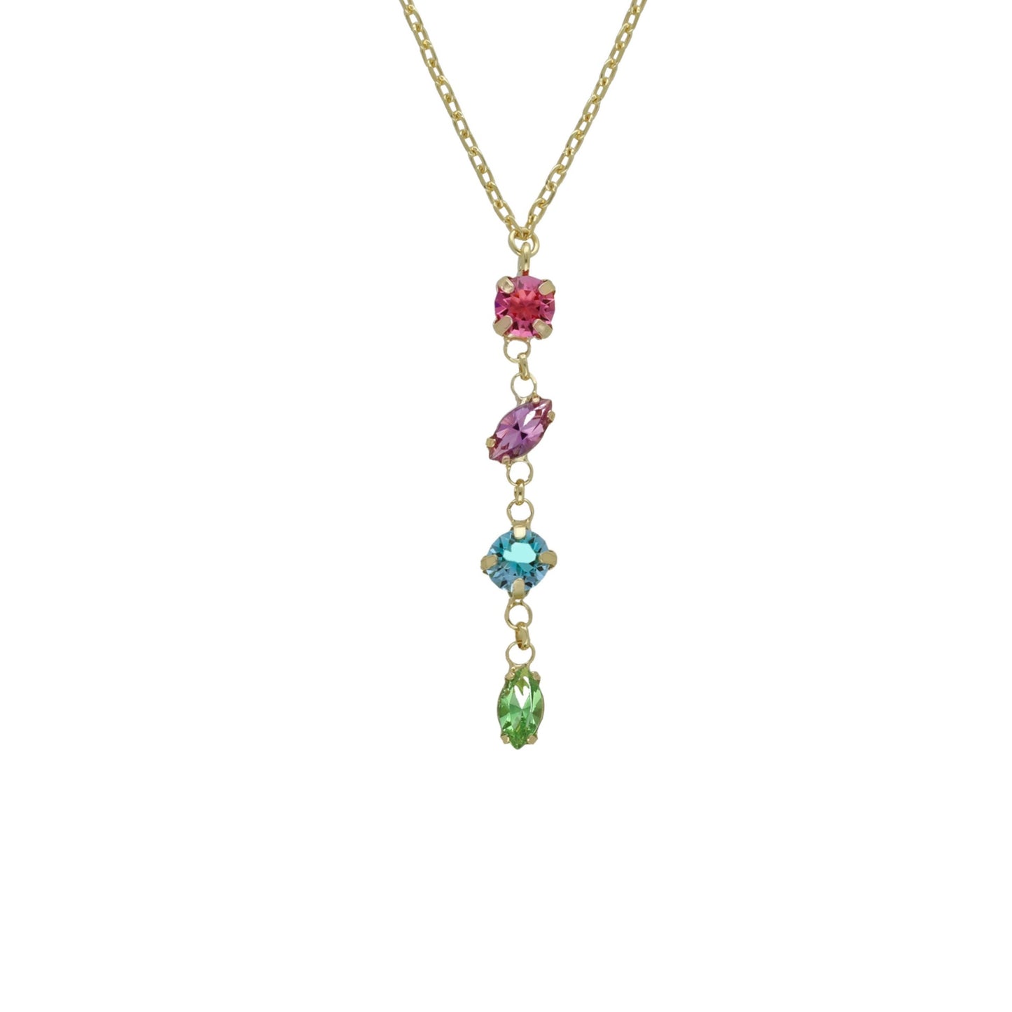 Gold plated Sterling Silver Short necklace multicolor crystal from Belle