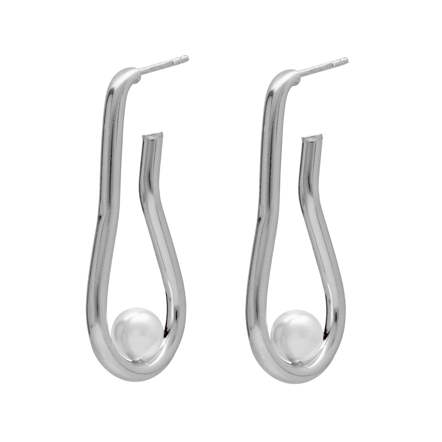 Sterling Silver Hoop earrings pearl from Milan