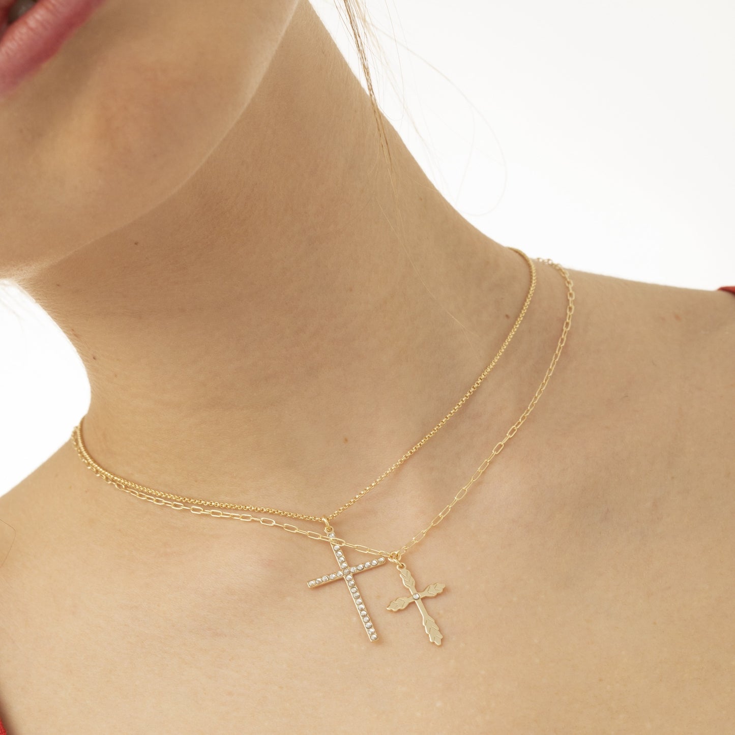 Sterling Silver Short necklace cross white crystal from Alma