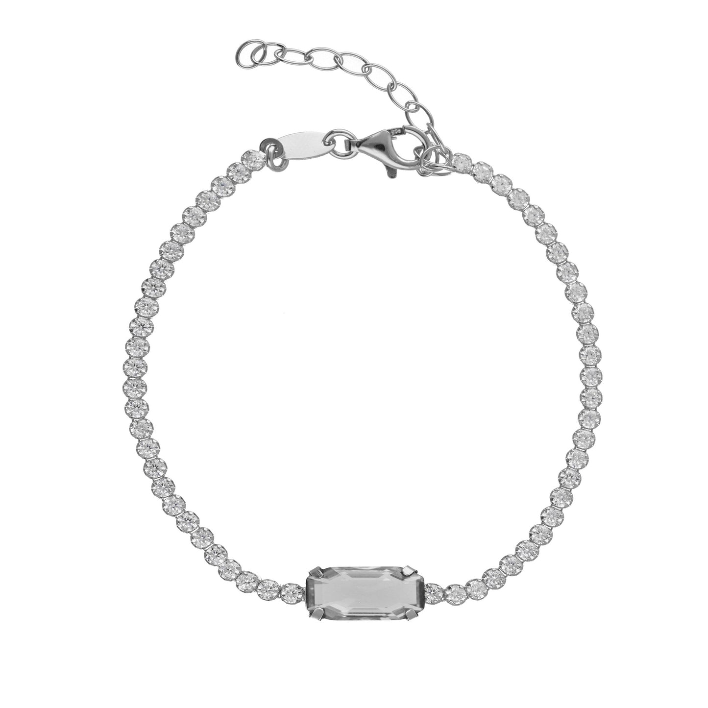 Rhodium Plated Sterling Silver Bracelet waterfall white crystal from Ginger