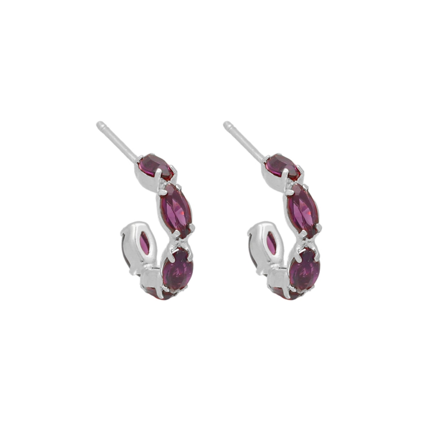 Rhodium Plated Sterling Silver Hoop earrings crystal from Maisie