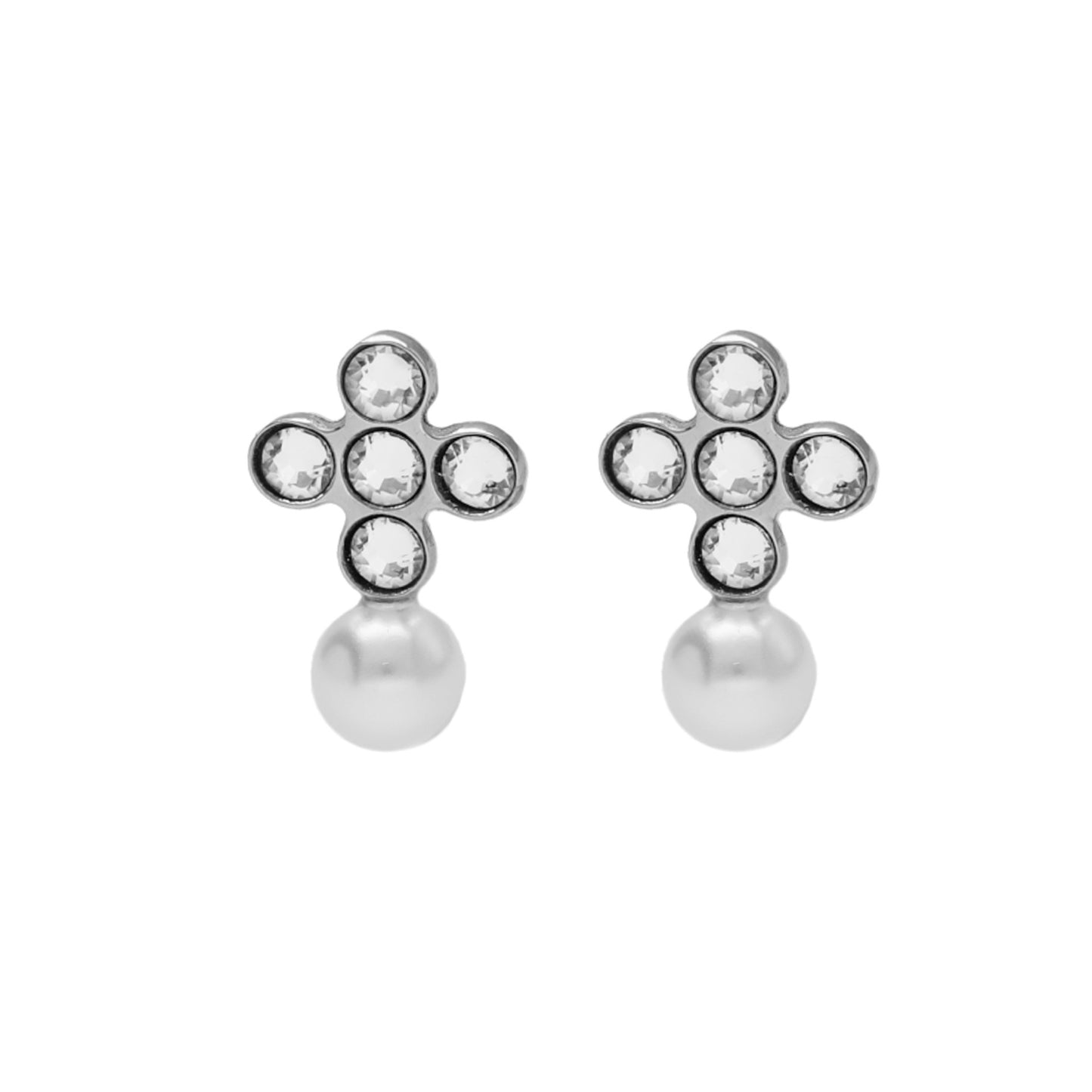 Sterling Silver Stud earrings white crystal from Cintilar