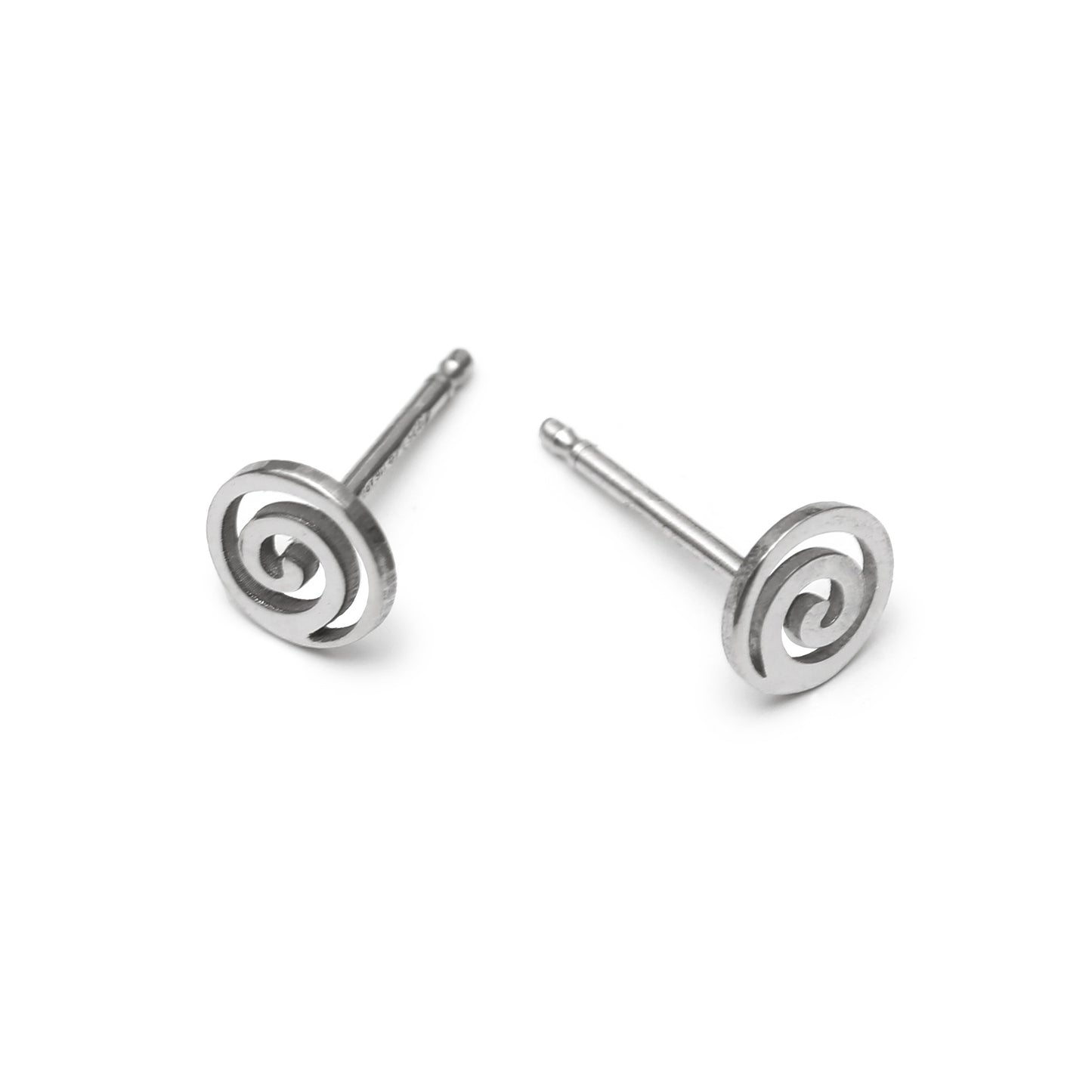 Rhodium Plated Sterling Silver Stud earrings spiral from Bliss