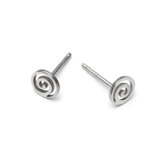 Pendientes botón espiral en Plata baño rodio de Bliss