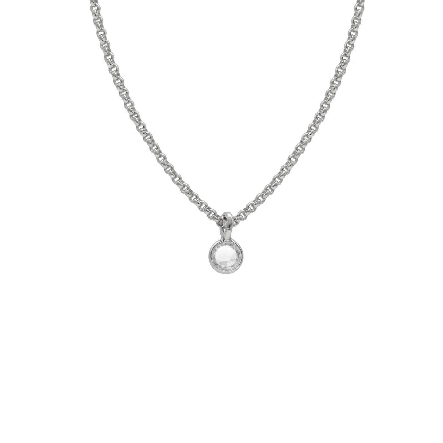 Rhodium Plated Sterling Silver Short necklace circle crystal from Lis