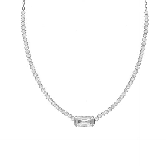 Rhodium Plated Sterling Silver Short necklace waterfall white crystal from Ginger