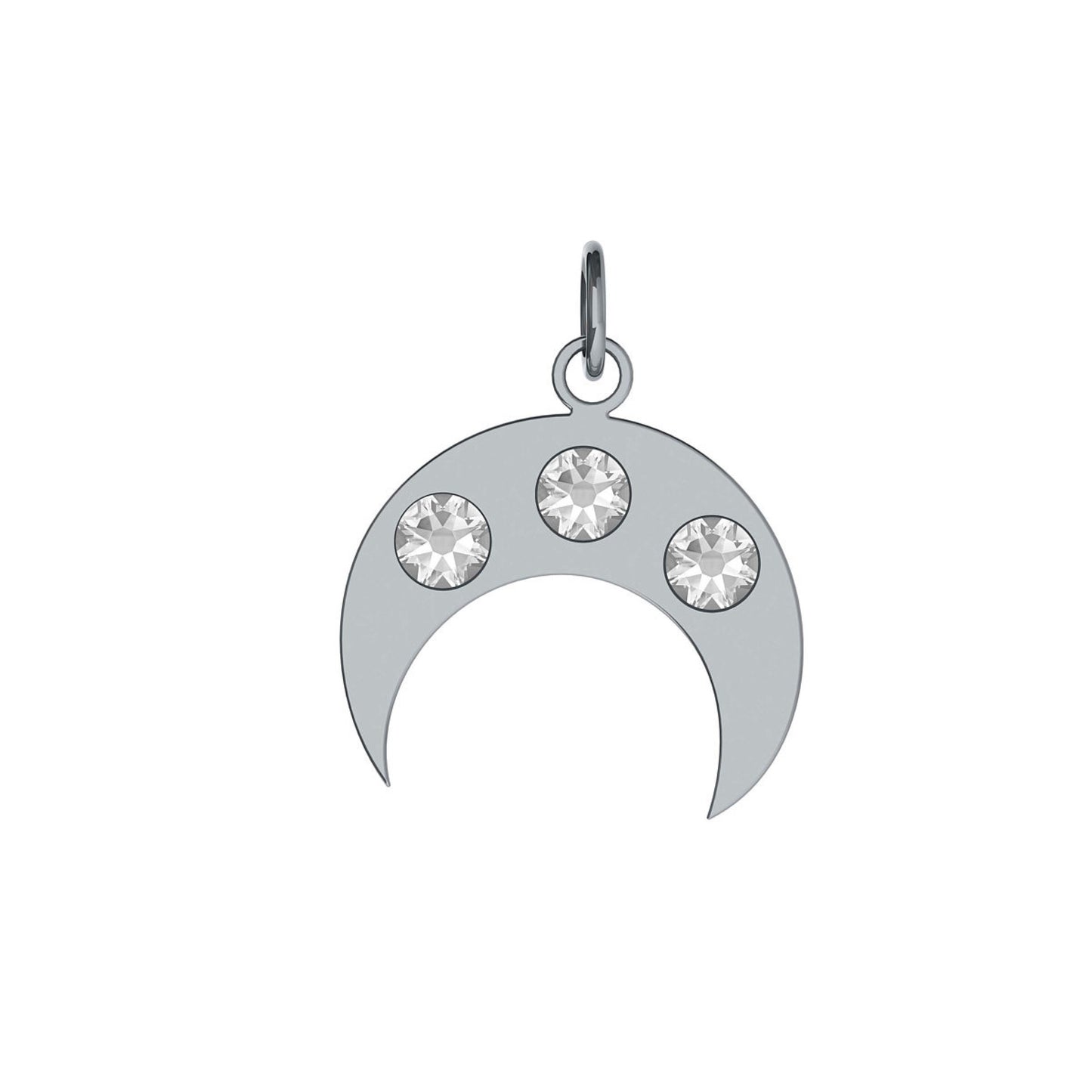 Sterling Silver Charm for Collar moon white crystal