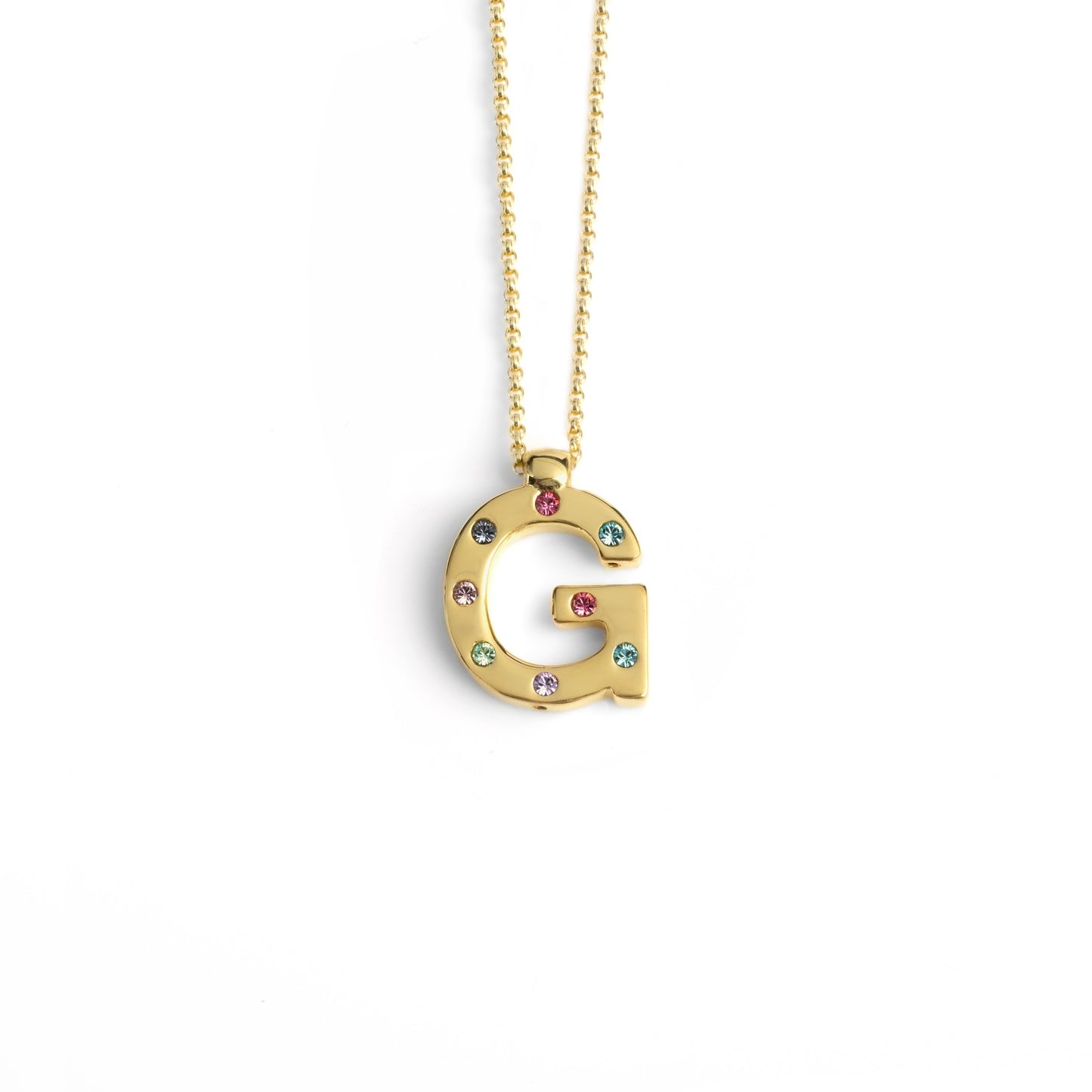 Gold plated Sterling Silver Short necklace letter multicolor crystal from Letter