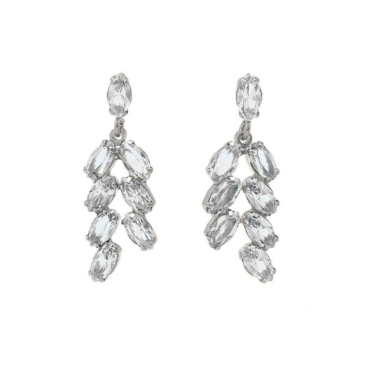 Rhodium Plated Sterling Silver Long earrings crystal from Las Estaciones