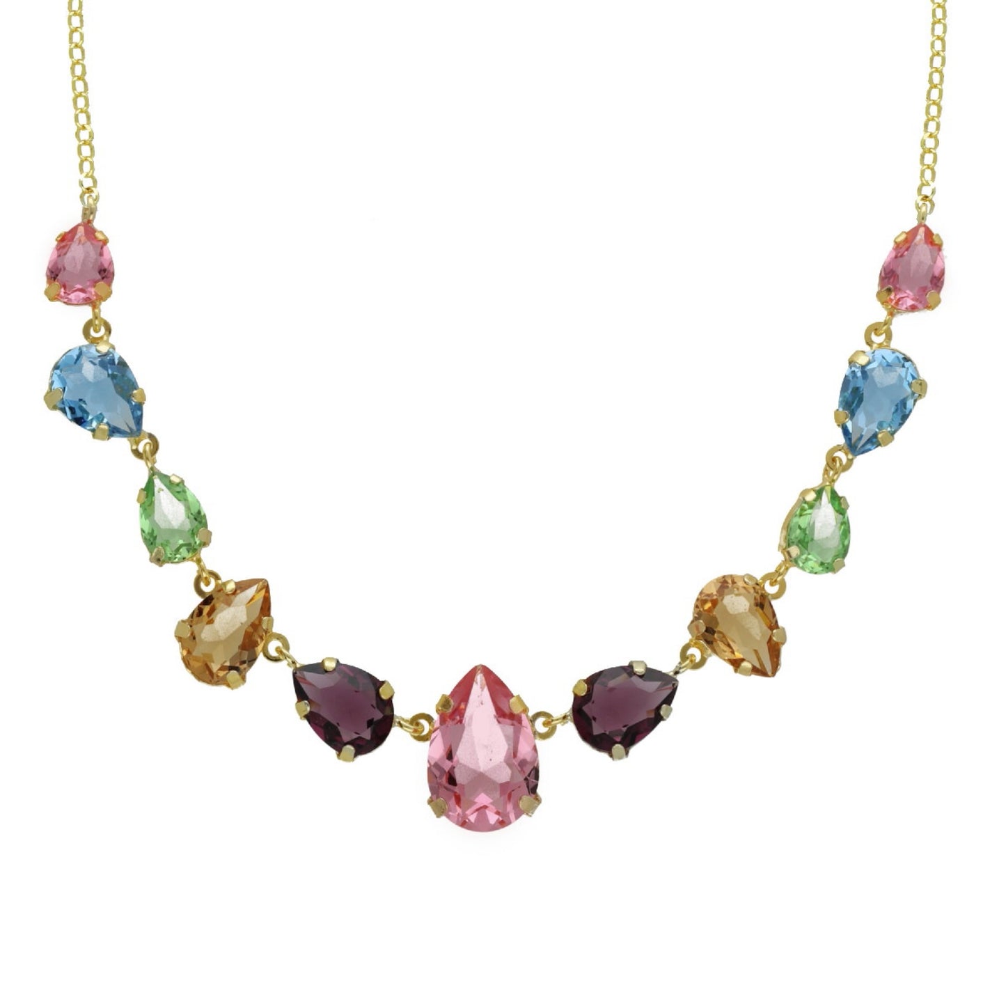 Gold plated Sterling Silver Short necklace drop crystal from Magnolia