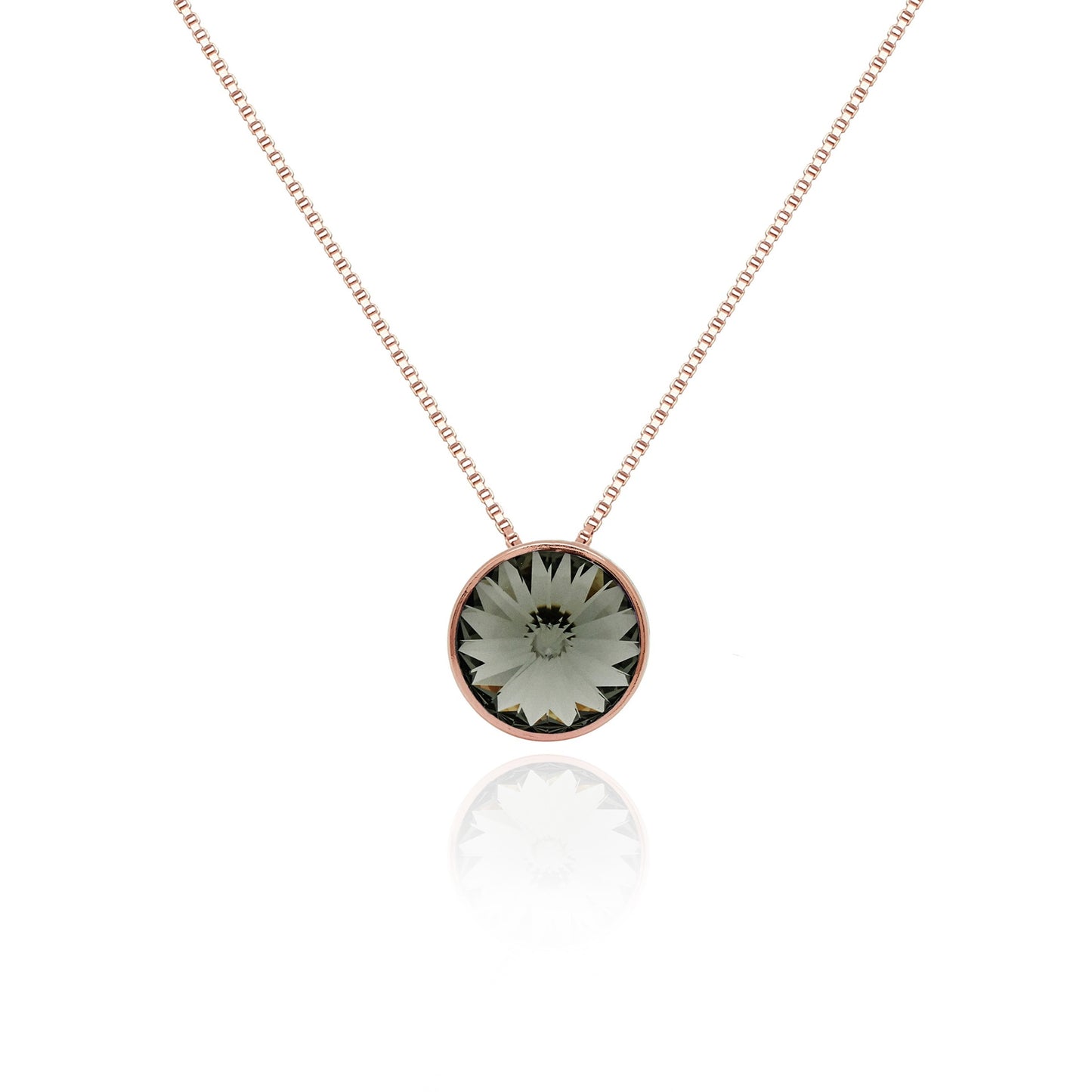 Rose Gold plated Sterling Silver Short necklace 11,5mm circle crystal from Basic