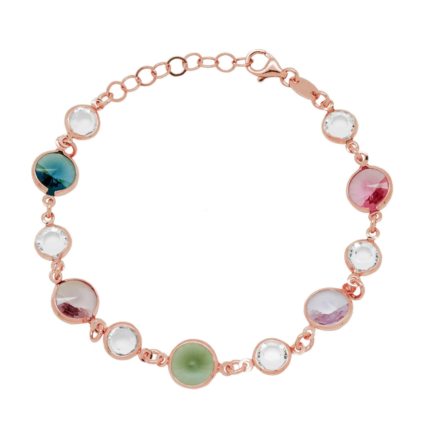 Pulsera círculo cristal en Plata baño Oro Rosa de Basic