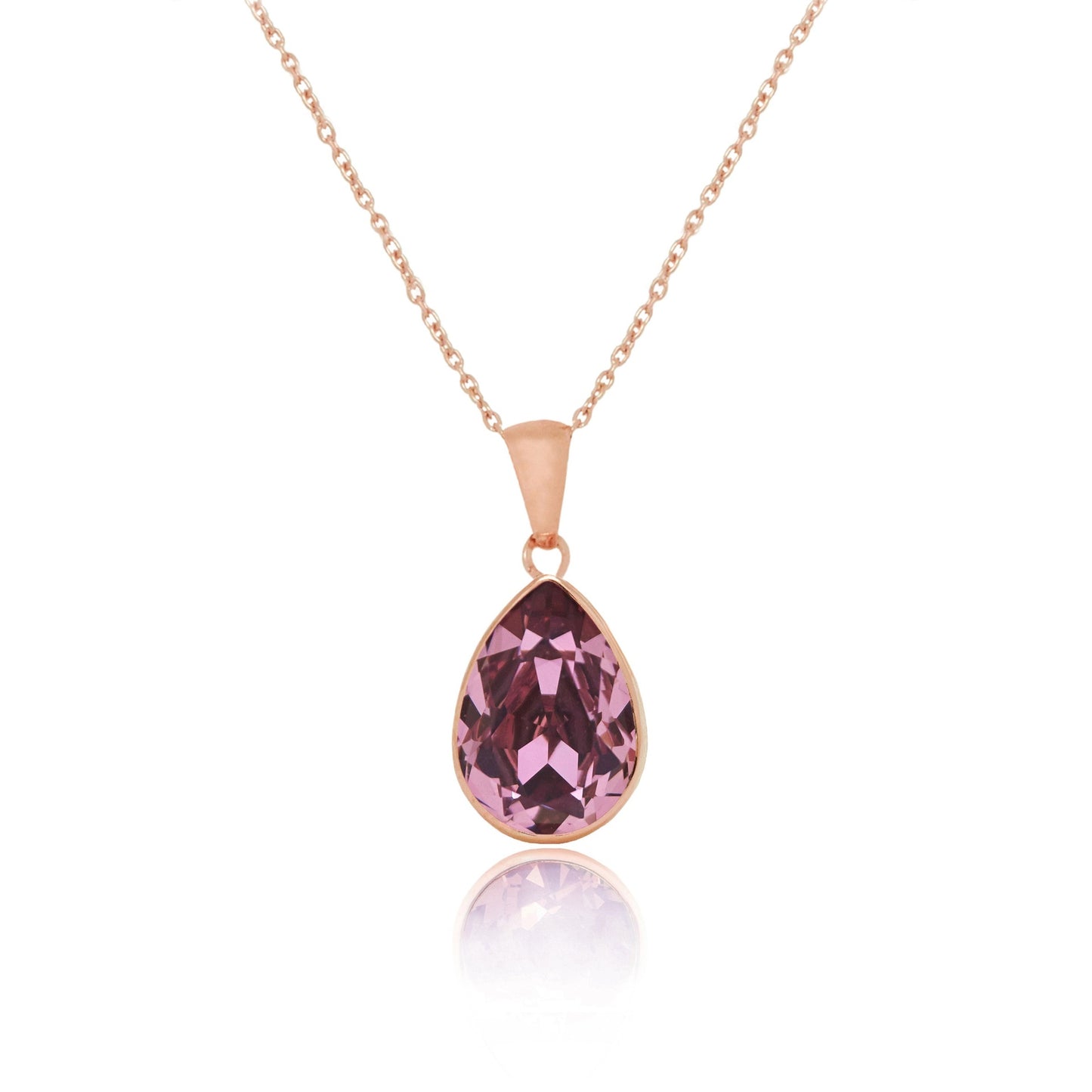 Rose Gold plated Sterling Silver Short necklace drop crystal from Essential