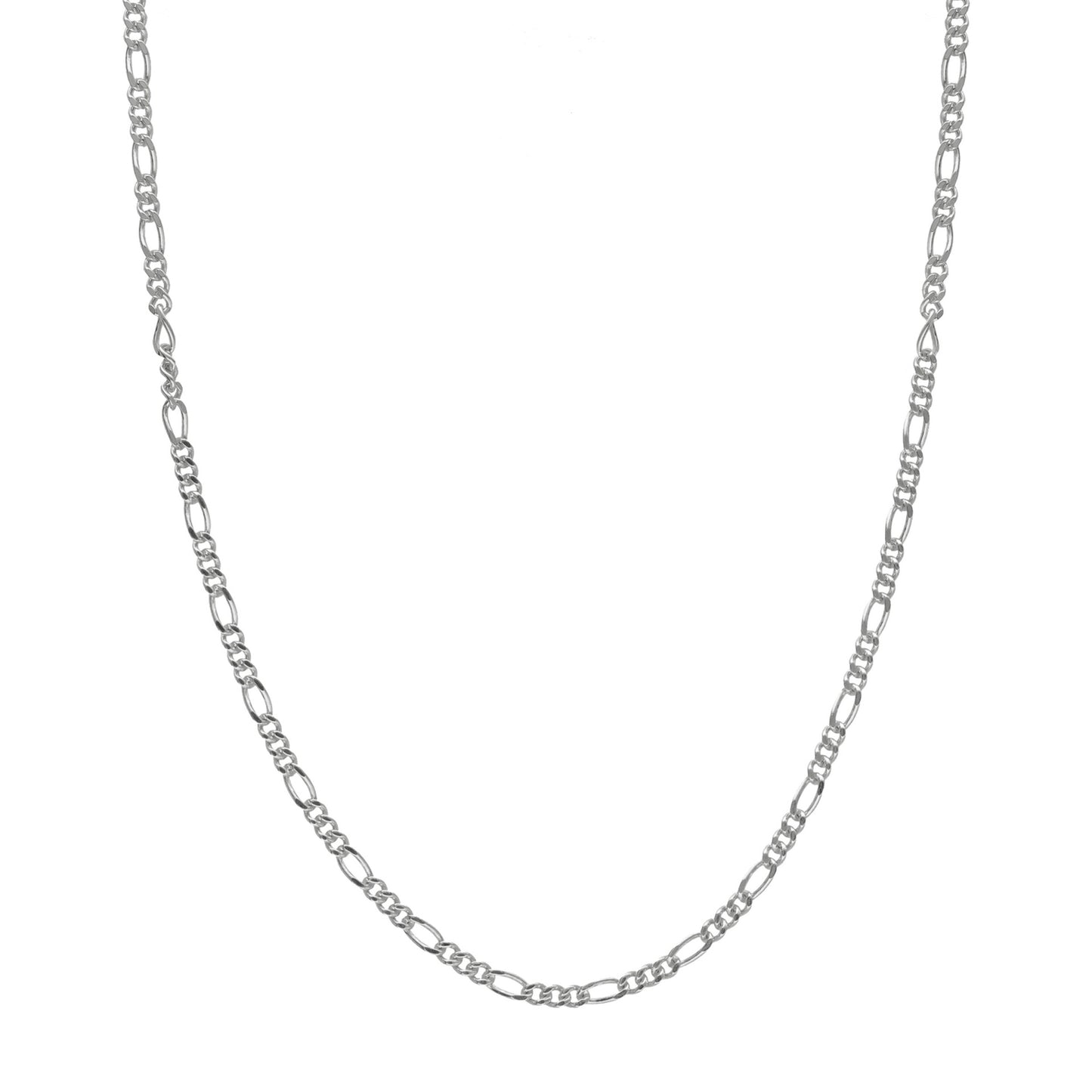 Rhodium Plated Sterling Silver Figaro Chain