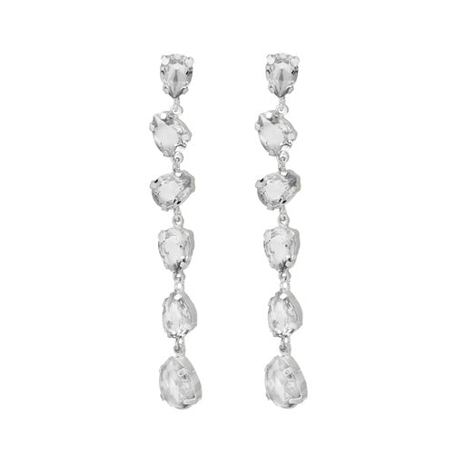 Rhodium Plated Sterling Silver Long earrings drop white crystal from Magnolia