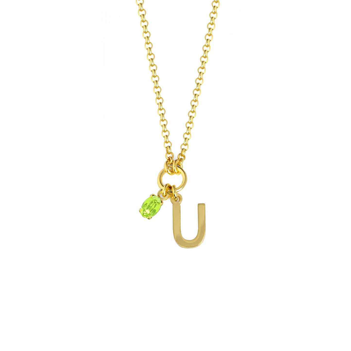 Gold plated Sterling Silver Short necklace letter green crystal from Initiale