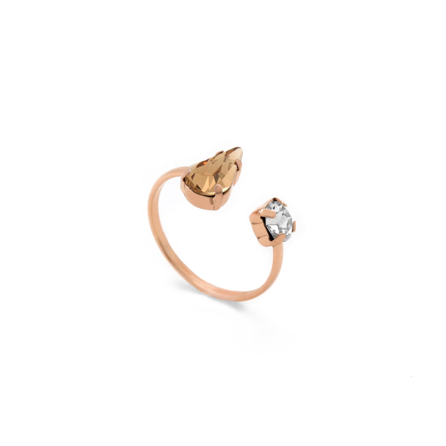 Rose Gold plated Sterling Silver Adjustable ring crystal from Drop