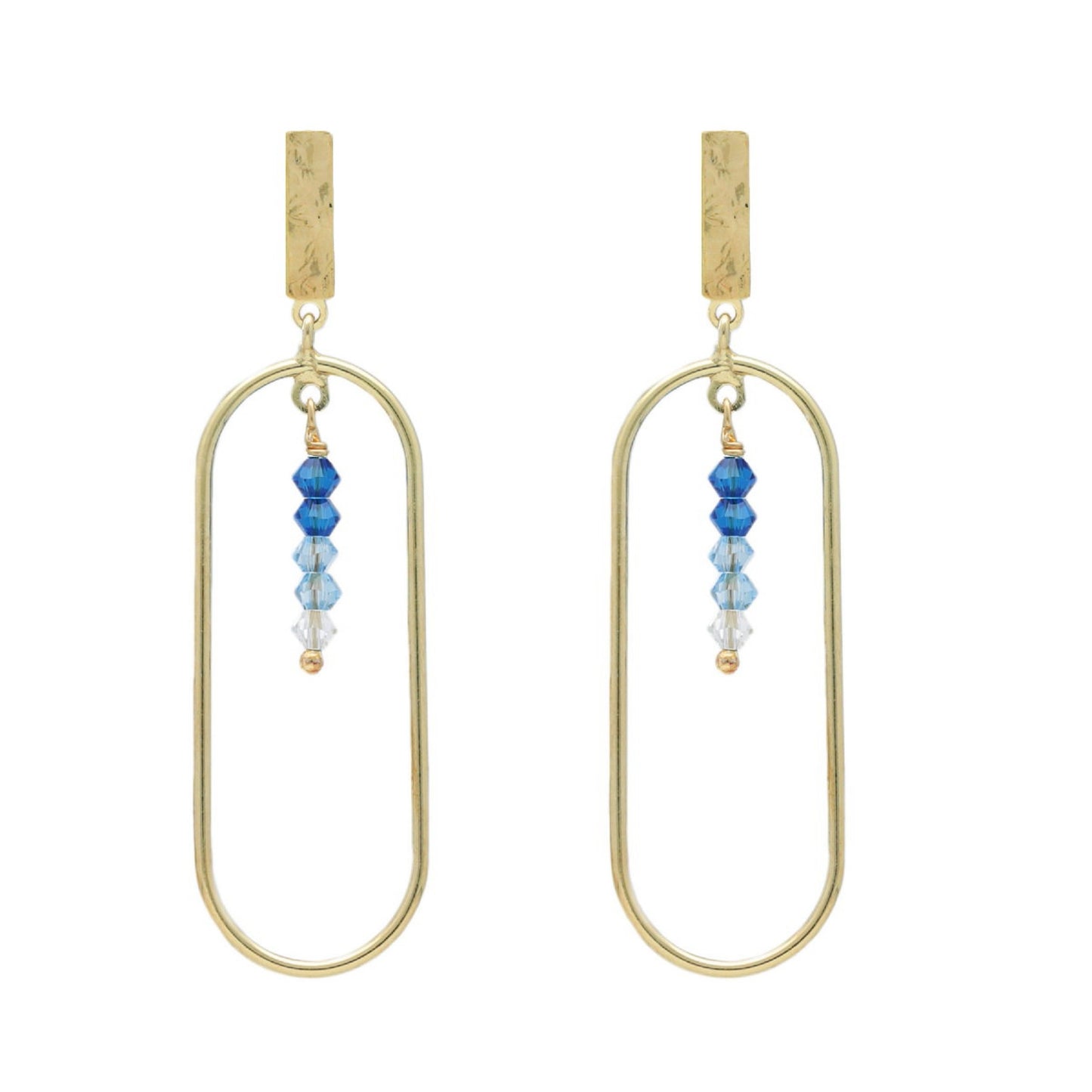 Gold plated Sterling Silver Long earrings oval crystal from Anya