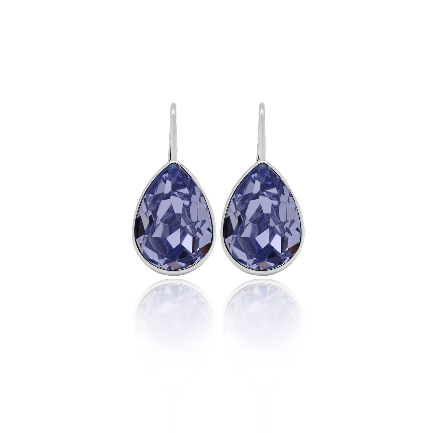 Rhodium Plated Sterling Silver Short earrings drop crystal from Essential