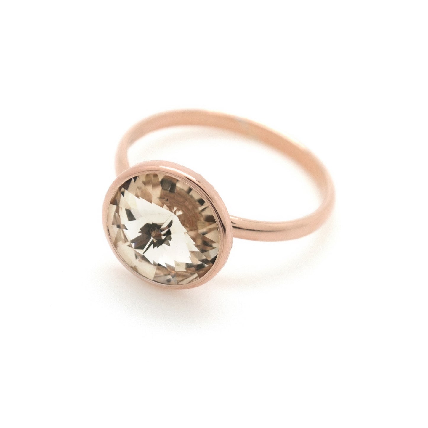 Rose Gold plated Sterling Silver Ring 11,5mm circle crystal from Basic