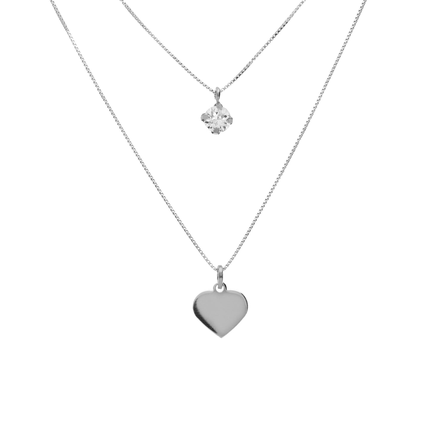 Sterling Silver Collar layering heart white crystal from Vera