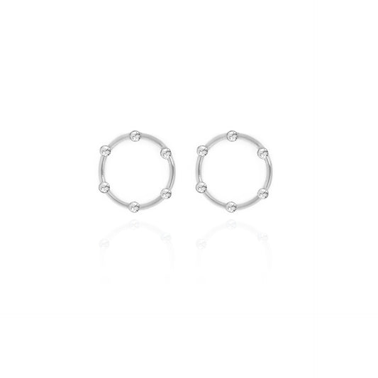 Rhodium Plated Sterling Silver Hoop earrings circle crystal from Iris