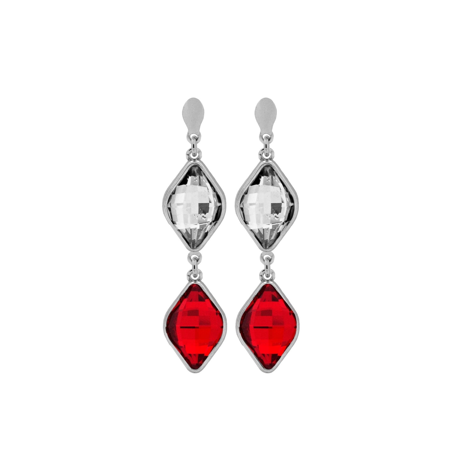 Rhodium Plated Sterling Silver Long earrings luck crystal from Classic