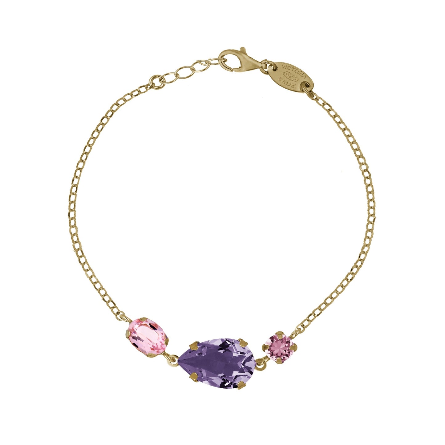 Pulsera lágrima cristal morado en Plata de Blooming