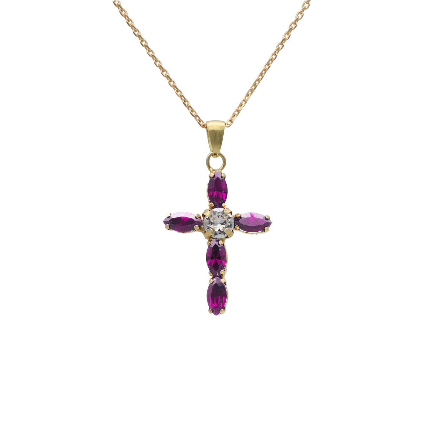 Gold plated Sterling Silver Short necklace cross crystal from Arisa