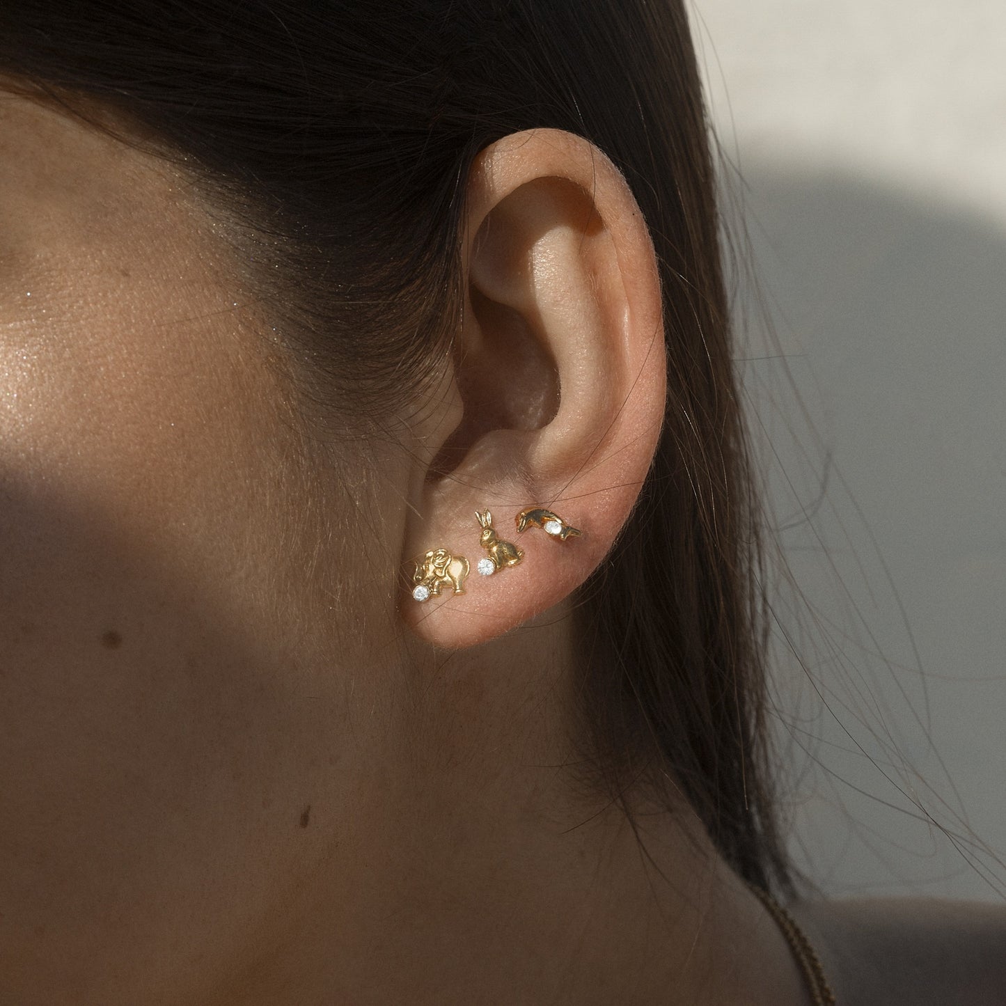 Pendientes botón estrella cristal blanco en Plata de Kids