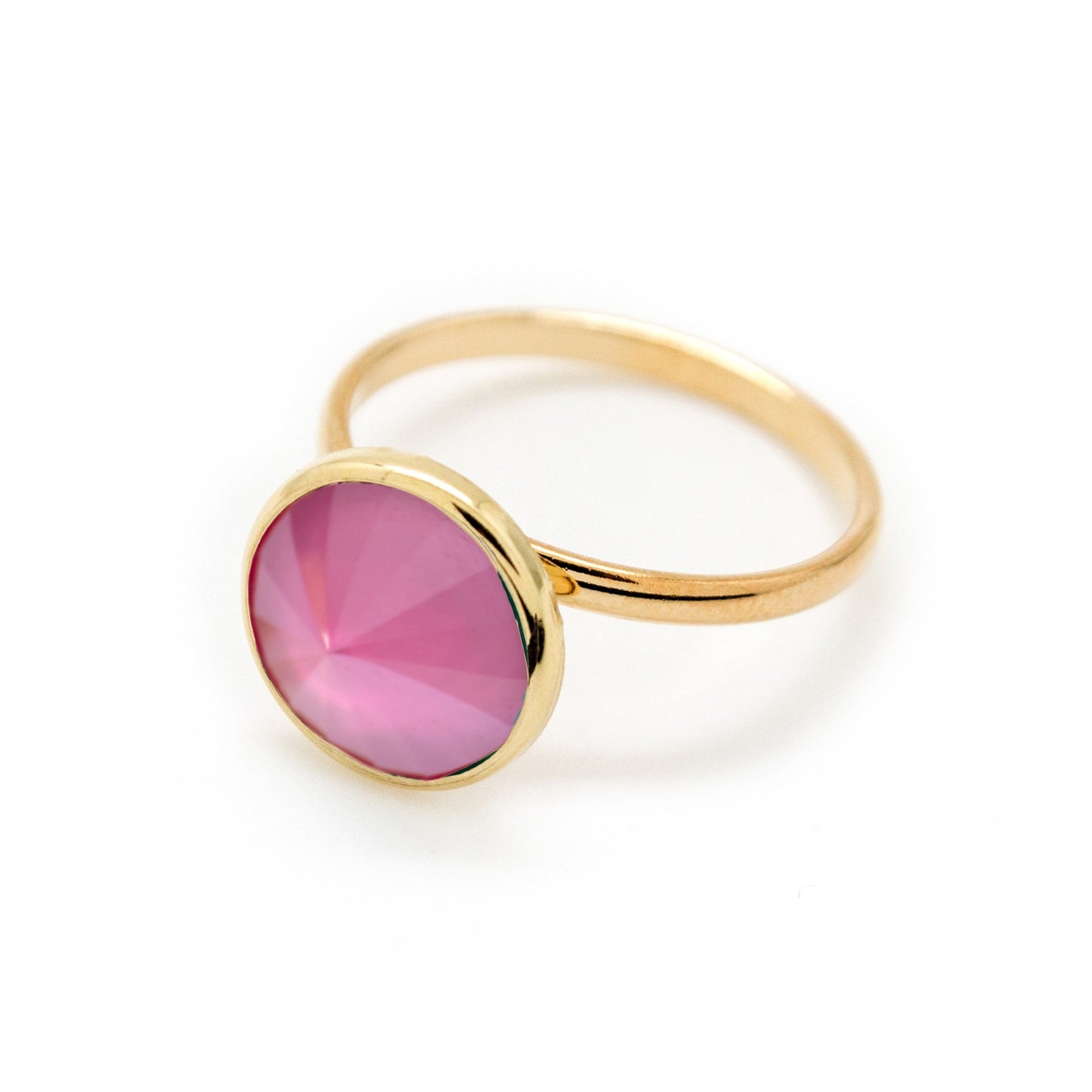 Gold plated Sterling Silver Ring 11,5mm circle crystal from Basic