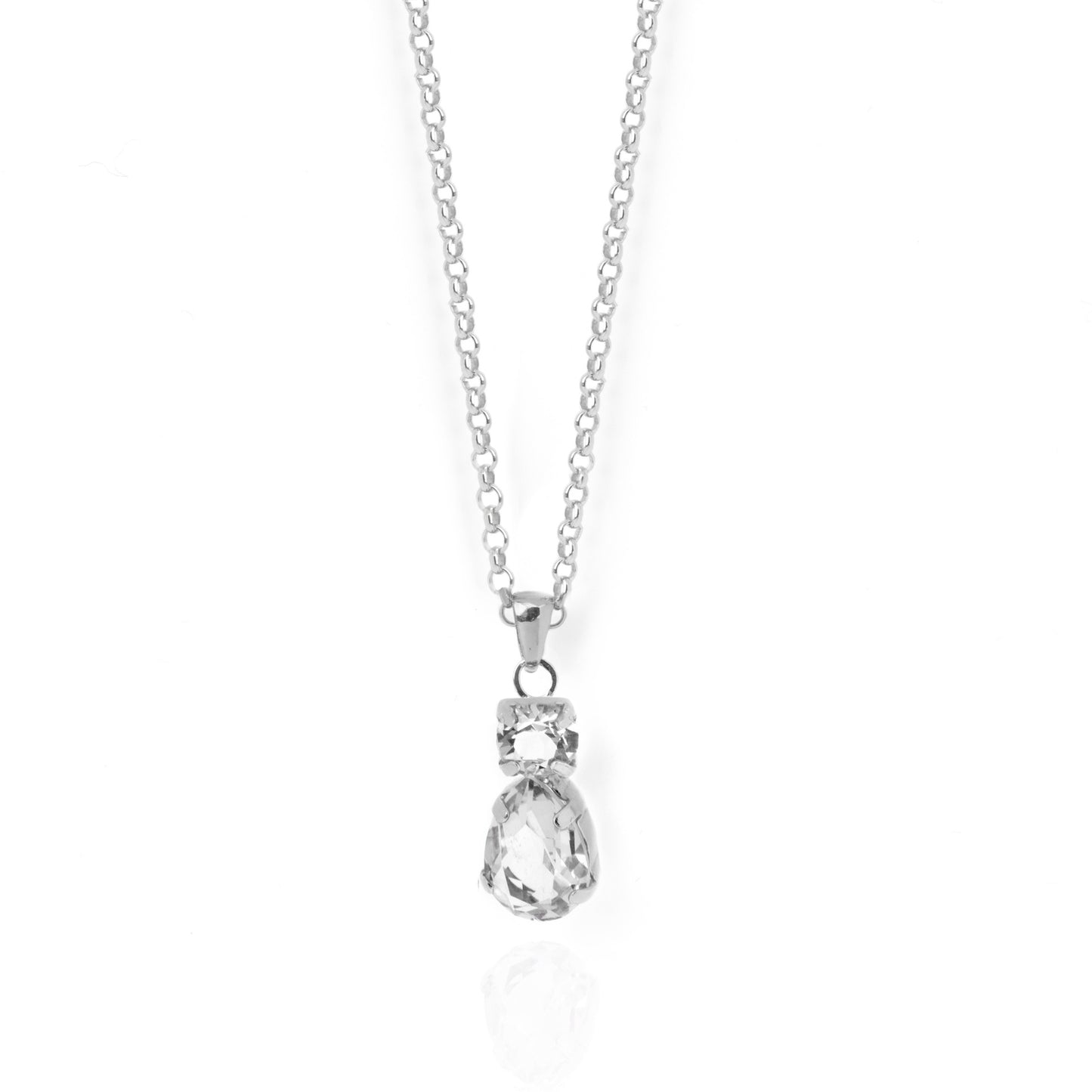 Rhodium Plated Sterling Silver Short necklace drop crystal from Louis