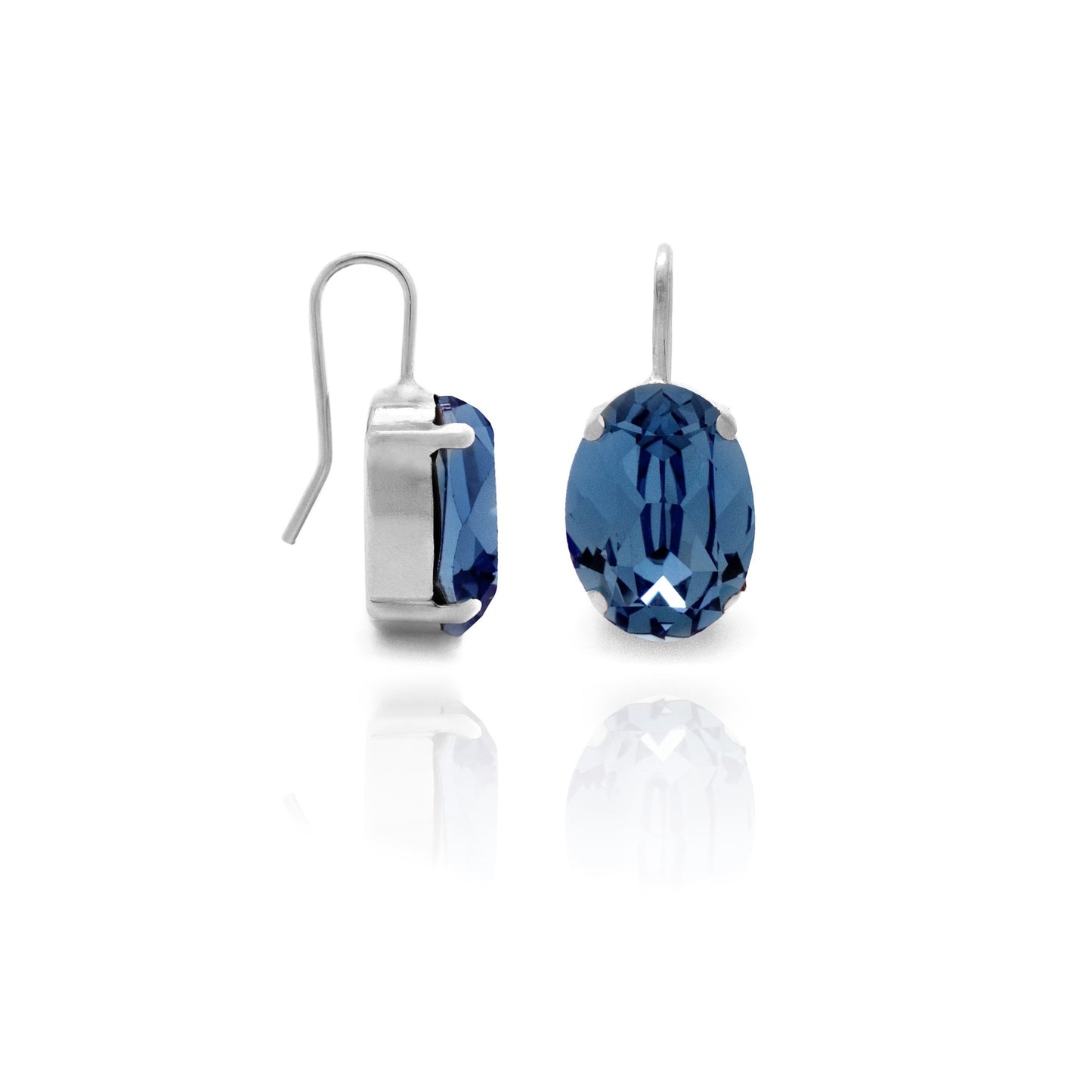 Rhodium Plated Sterling Silver Short earrings oval crystal from Oval