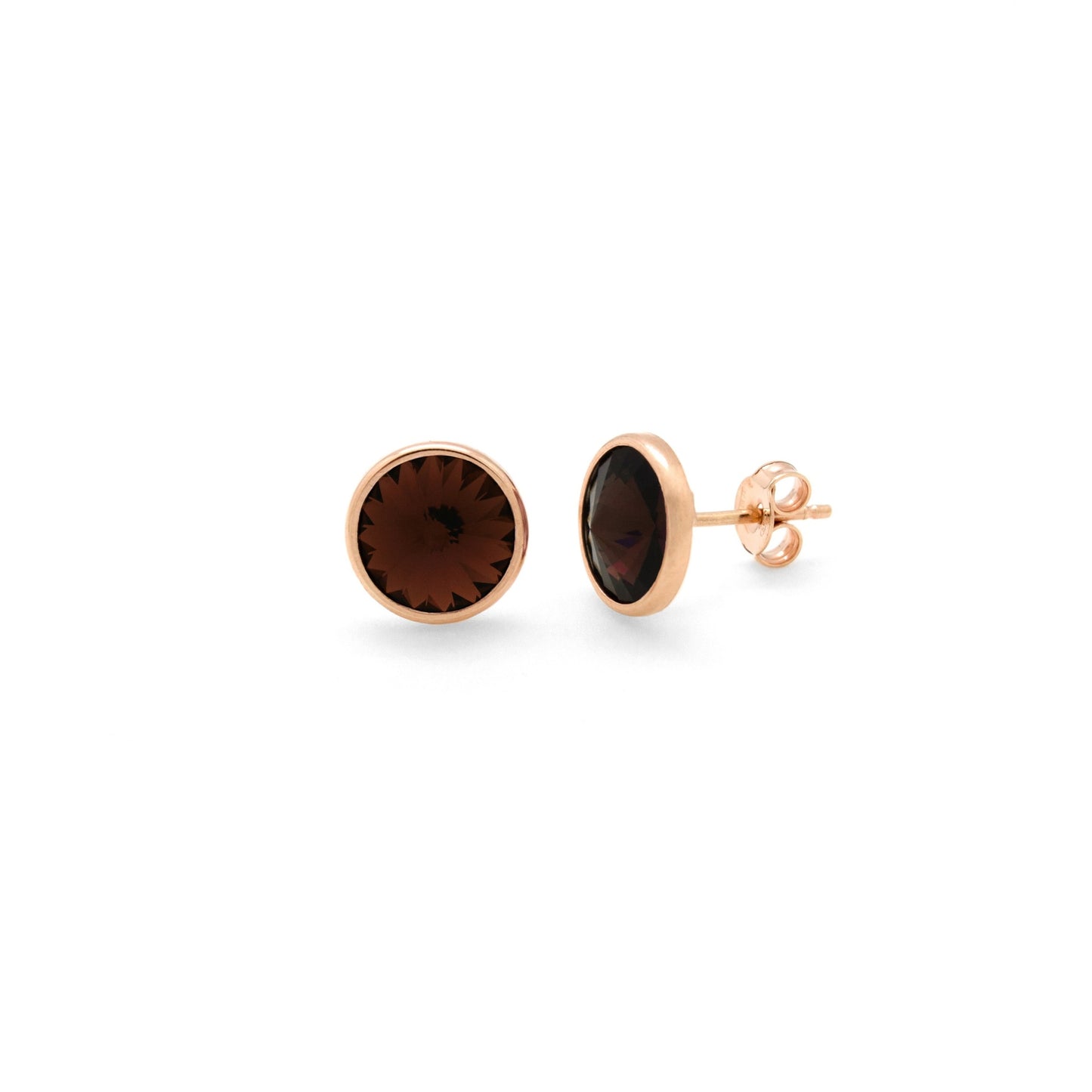 Rose Gold plated Sterling Silver Stud earrings 11,5mm circle crystal from Basic