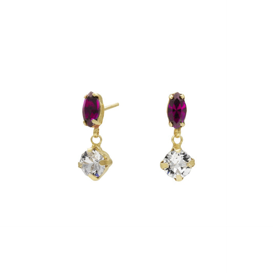 Gold plated Sterling Silver Short earrings crystal from Arisa