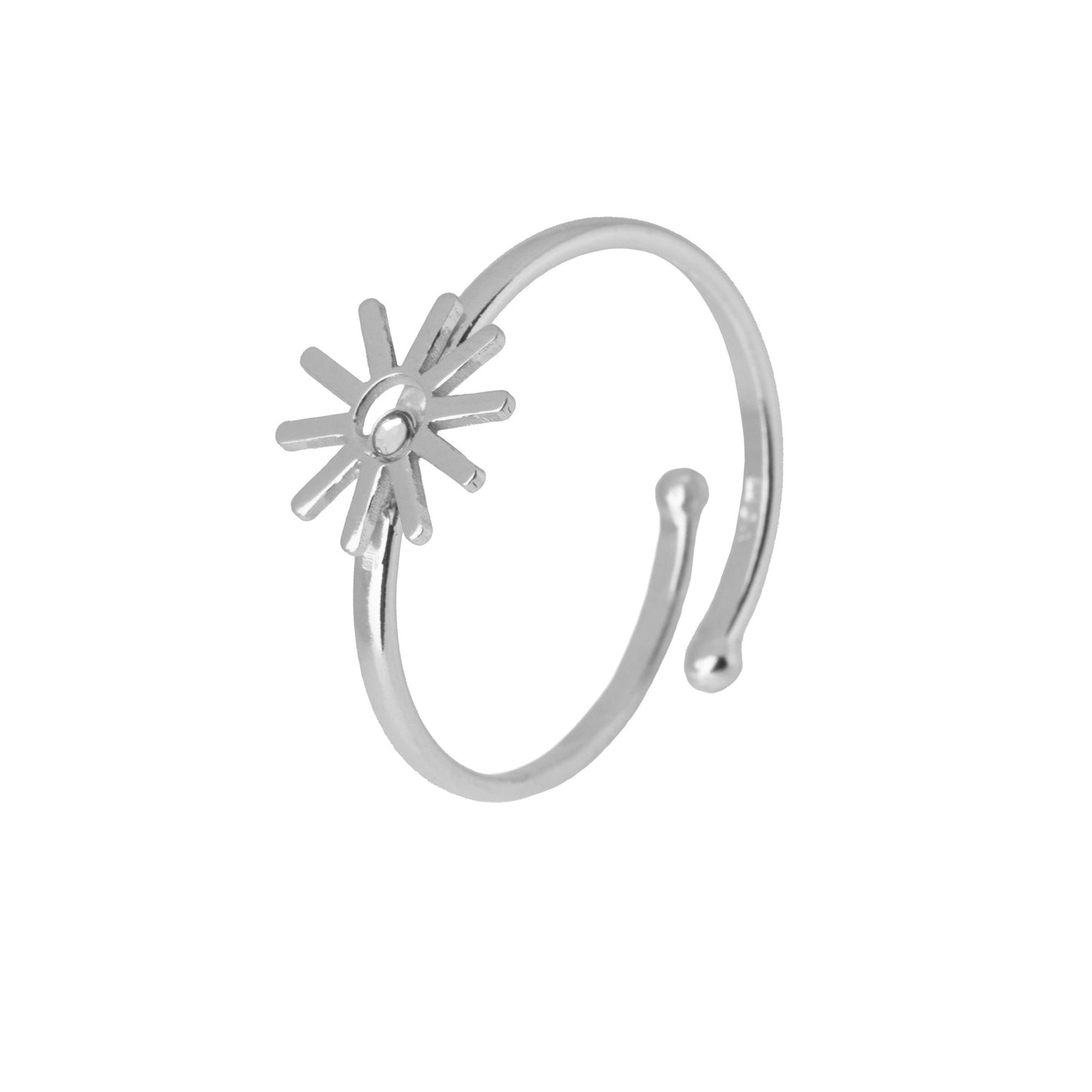 Sterling Silver Adjustable ring sun white crystal from Areca