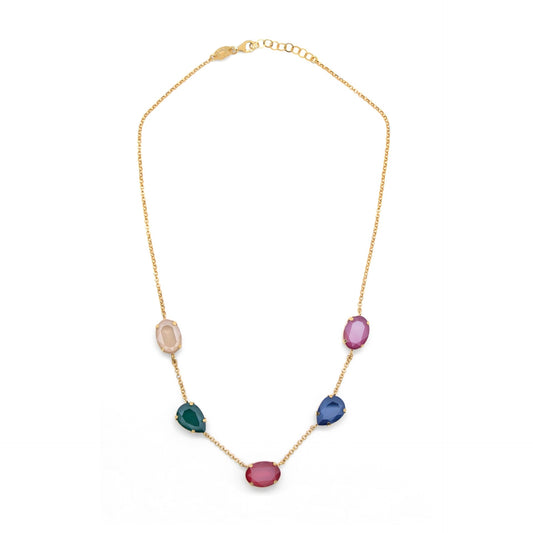 Gold plated Sterling Silver Long necklace multicolor crystal from Iconic