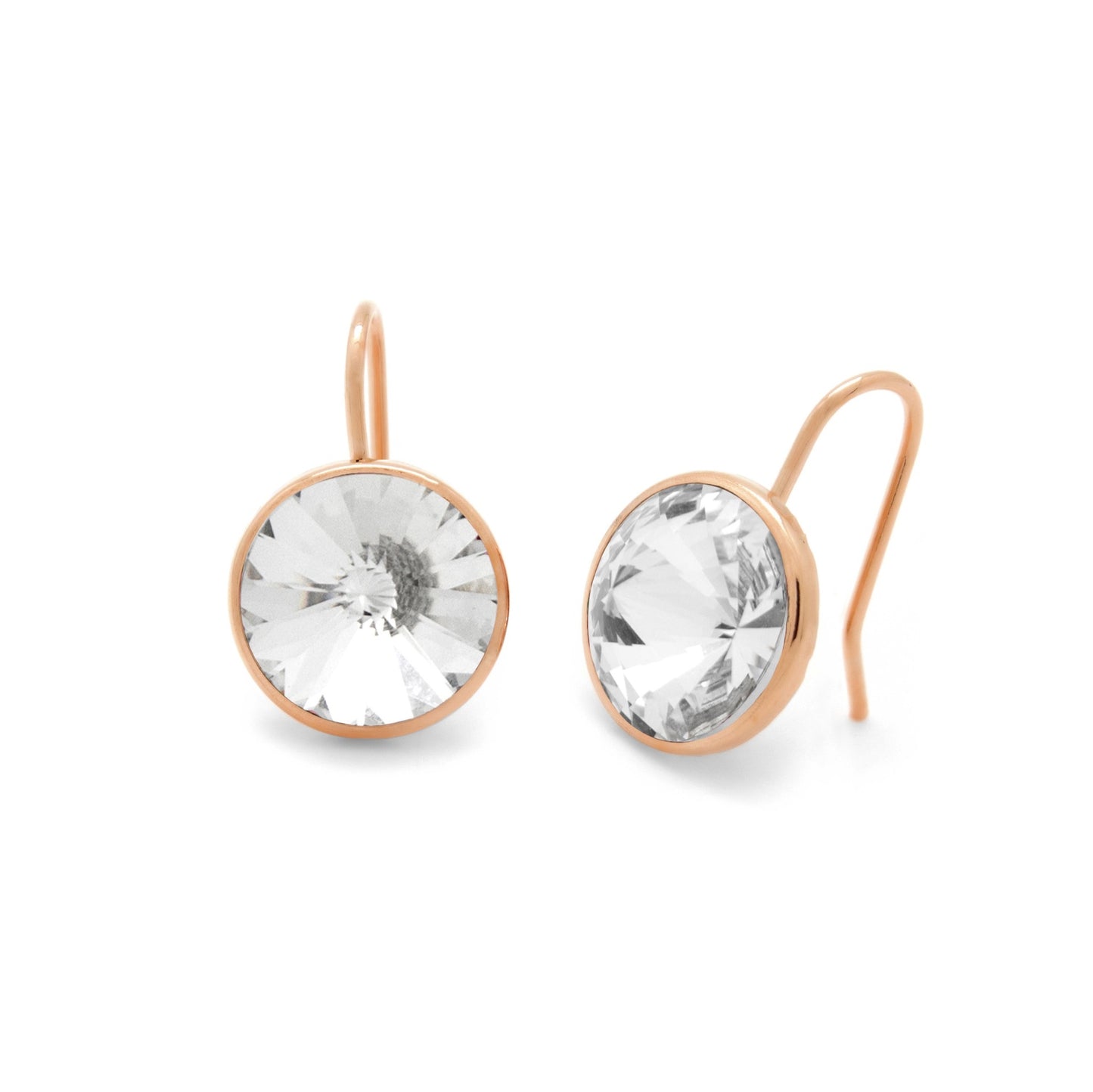 Rose Gold plated Sterling Silver Short earrings 11,5mm circle crystal from Basic