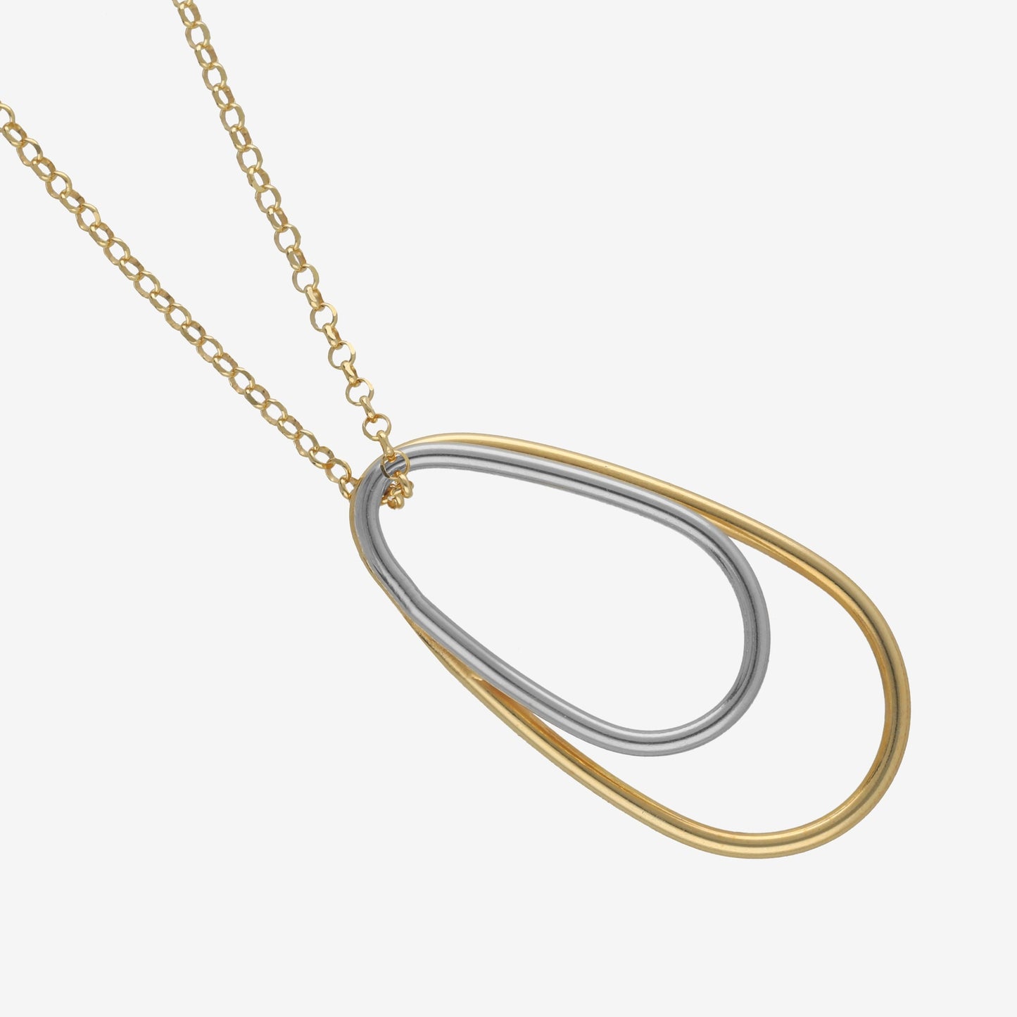 Rhodium and Gold plated Sterling Silver Short necklace drop from Copenhagen