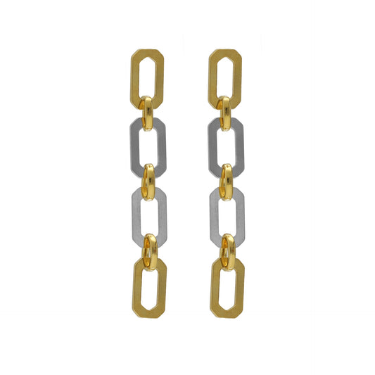 Rhodium and Gold plated Sterling Silver Long earrings links from Frame