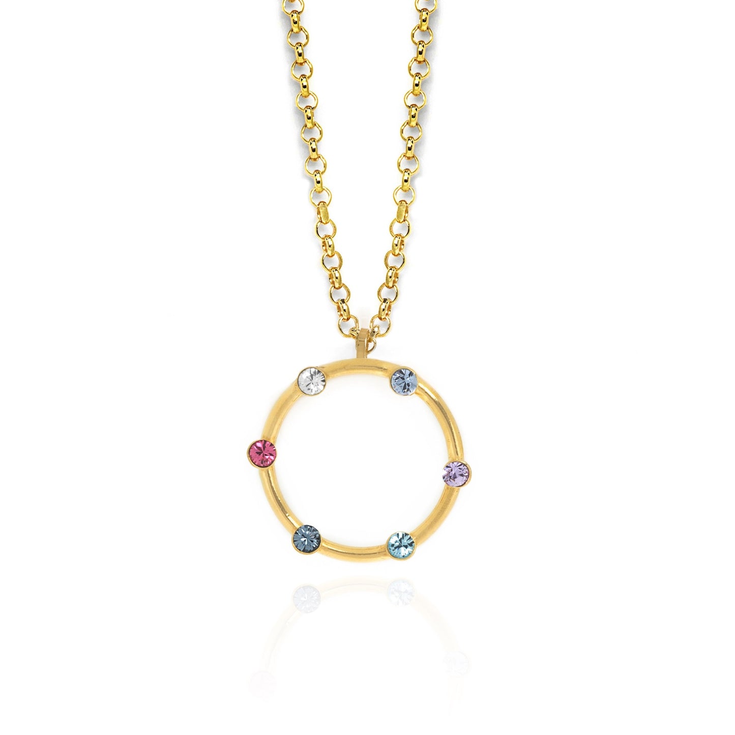 Gold plated Sterling Silver Short necklace circle crystal from Iris