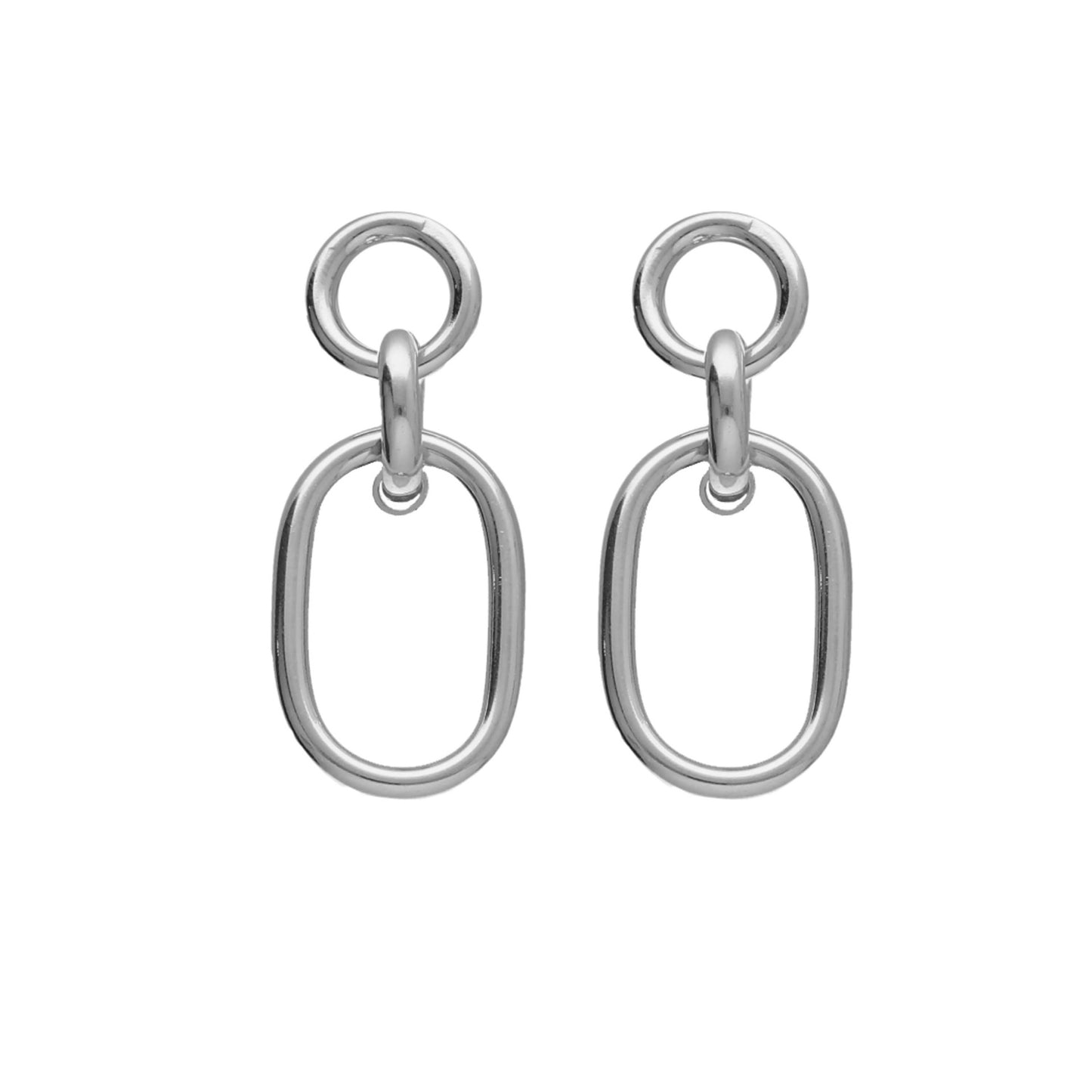 Pendientes cortos oval en Plata de Brava