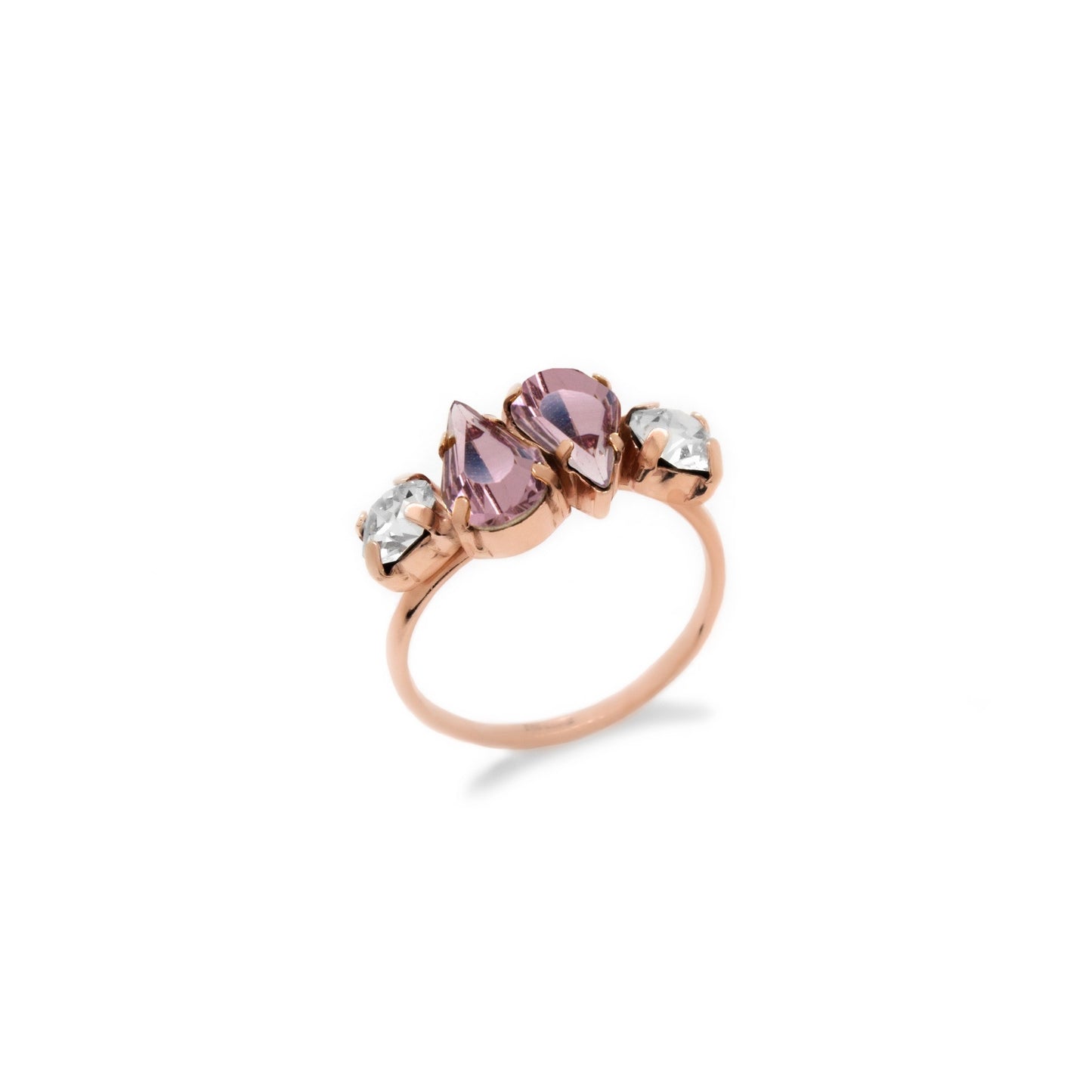 Rose Gold plated Sterling Silver Ring crystal from Drop