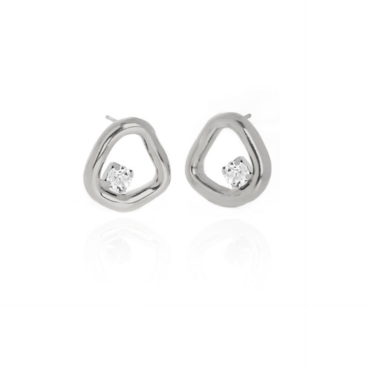 Rhodium Plated Sterling Silver Short earrings white crystal from Sunset