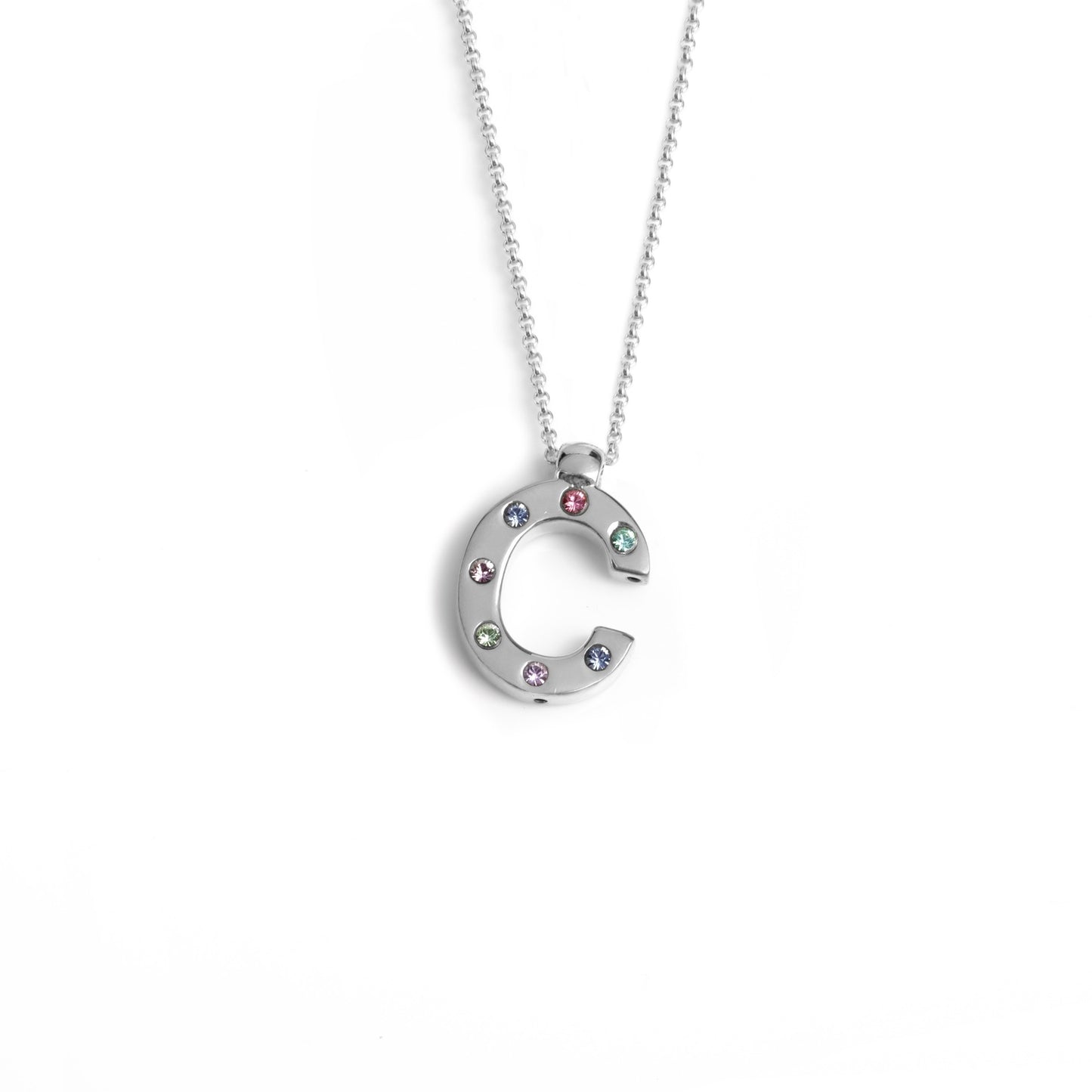 Rhodium Plated Sterling Silver Short necklace letter multicolor crystal from Letter