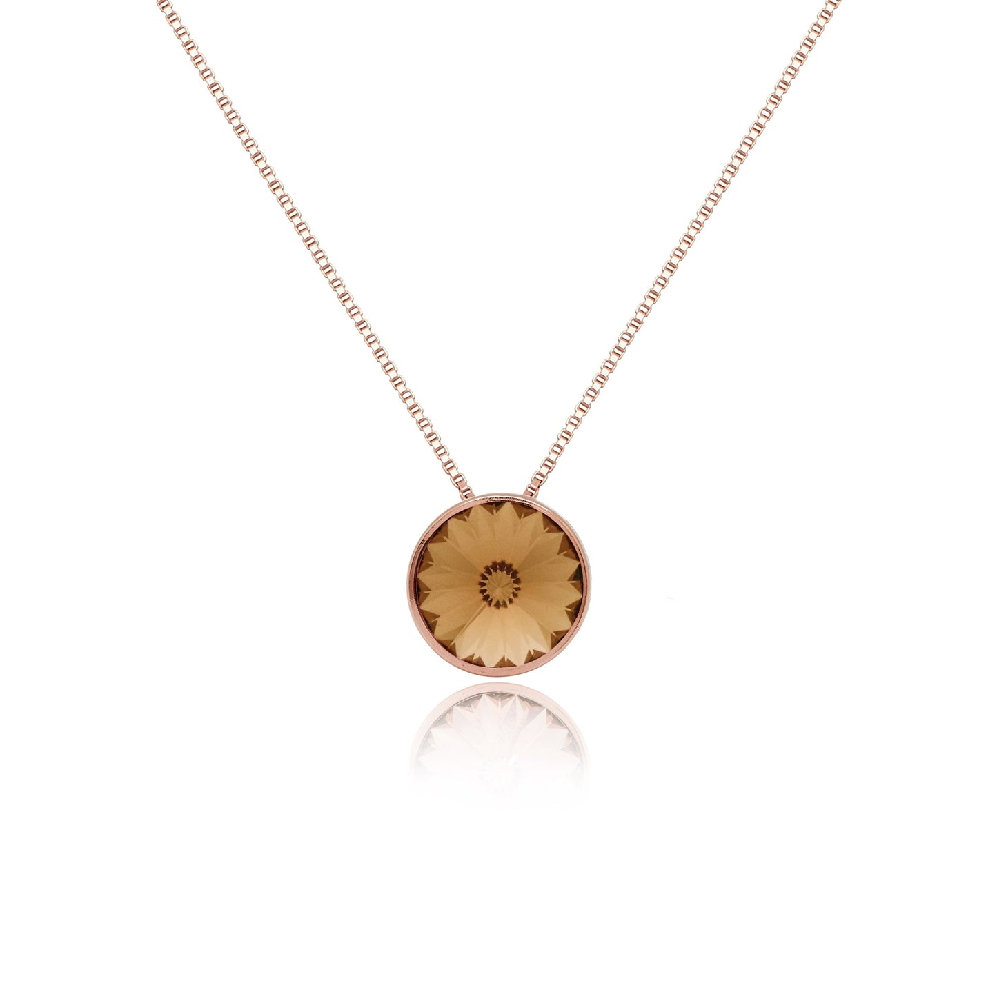 Rose Gold plated Sterling Silver Short necklace 11,5mm circle crystal from Basic