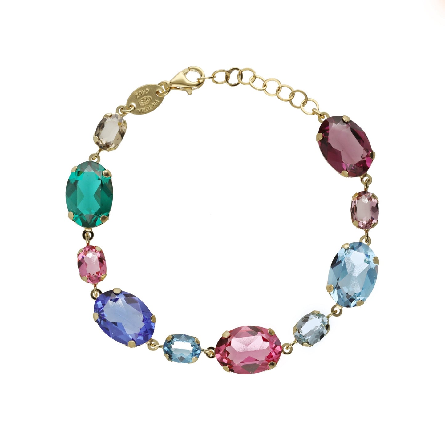 Gold plated Sterling Silver Bracelet oval multicolor crystal from Magnolia