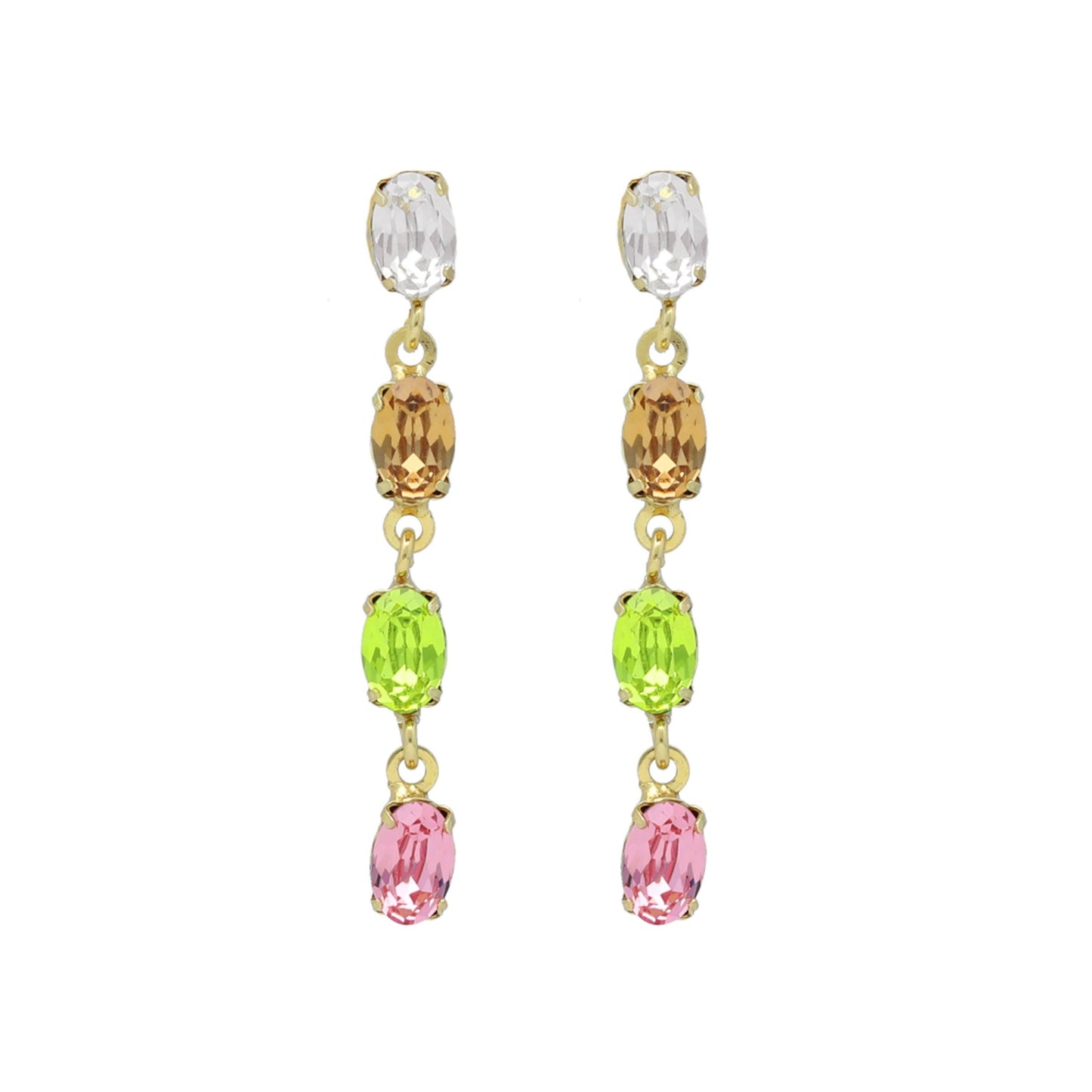 Sterling Silver Long earrings waterfall multicolor crystal from Alyssa